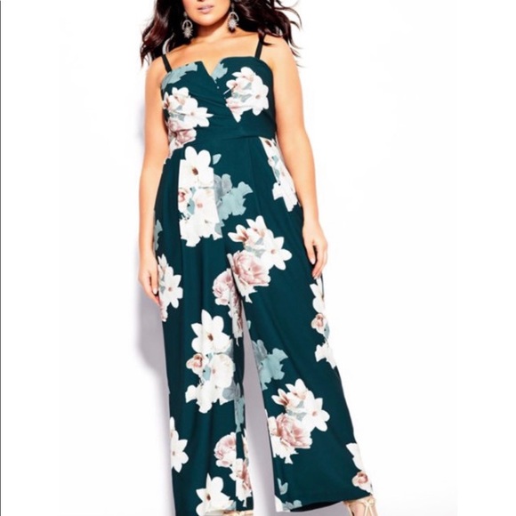 NWT City Chic Emerald Floral Jumpsuit - Picture 3 of 5